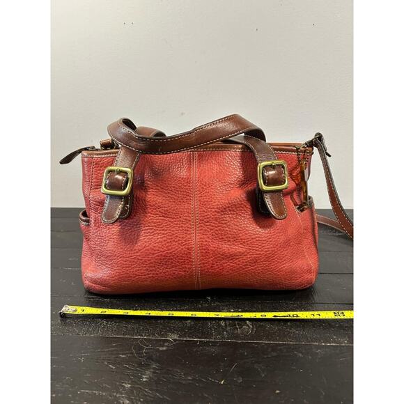 Vintage Fossil Red Pebbled Leather Purse Shoulder Bag - Picture 13 of 13